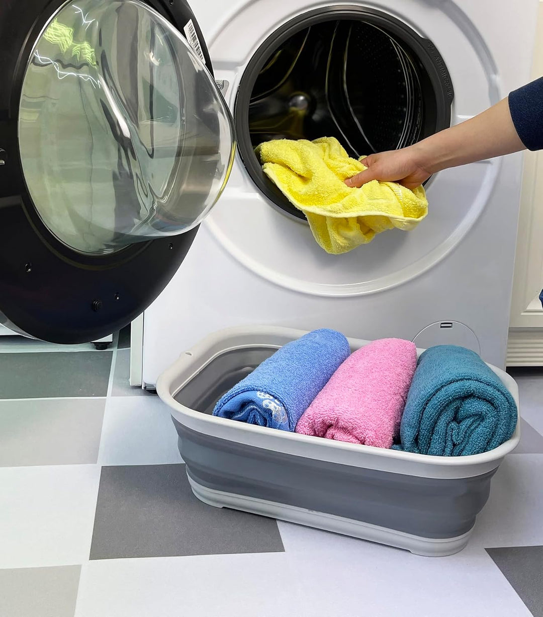 SAMMART 12L zusammenklappbare Wanne mit Griff + 12L zusammenklappbare Wanne - Tragbarer Picknickkorb