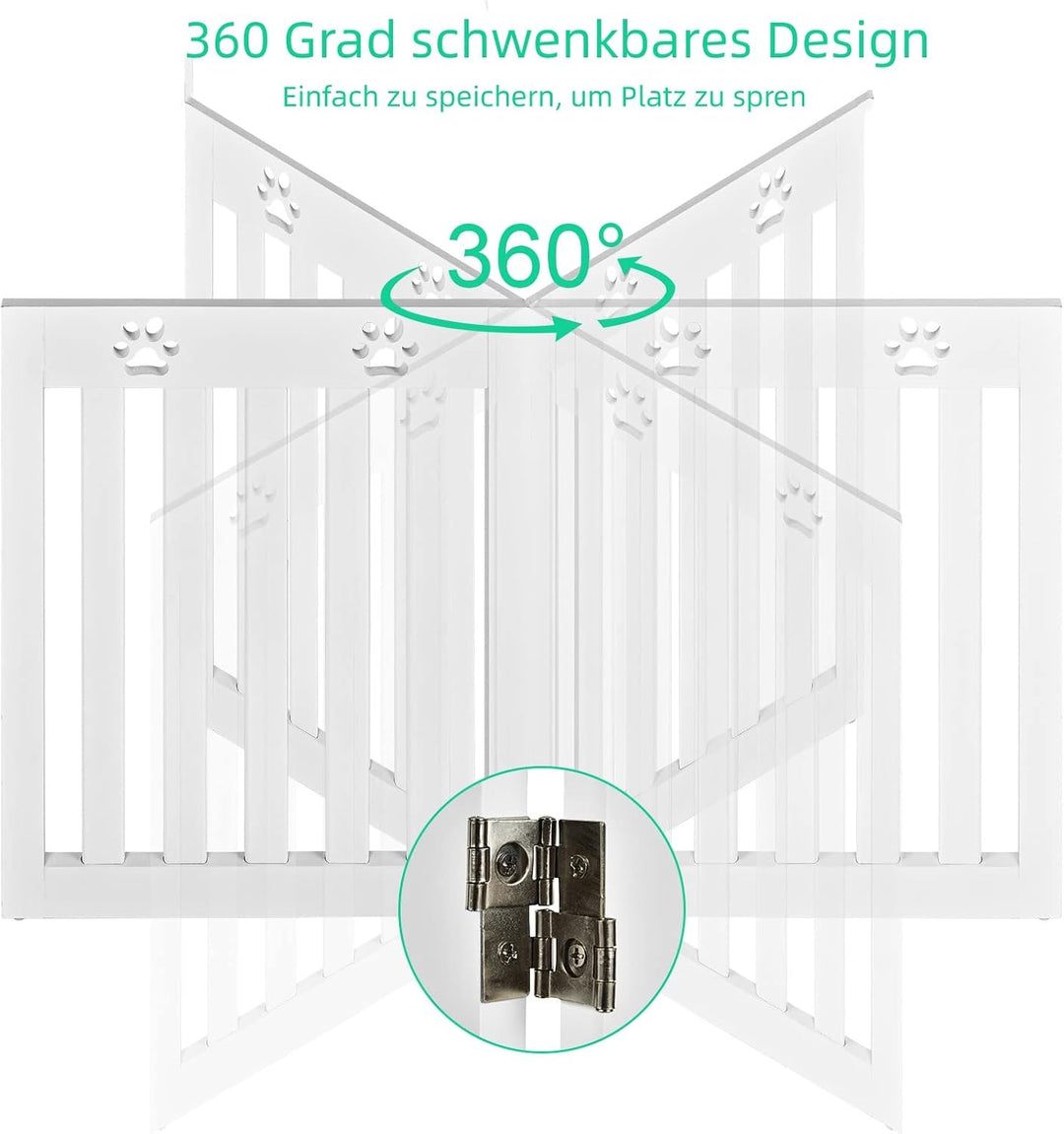 GYMAX 4-teilig Absperrgitter Hund, 60cm Hoch Schutzgitter mit 360° Scharnieren & Anti-Rutsch-Matten,