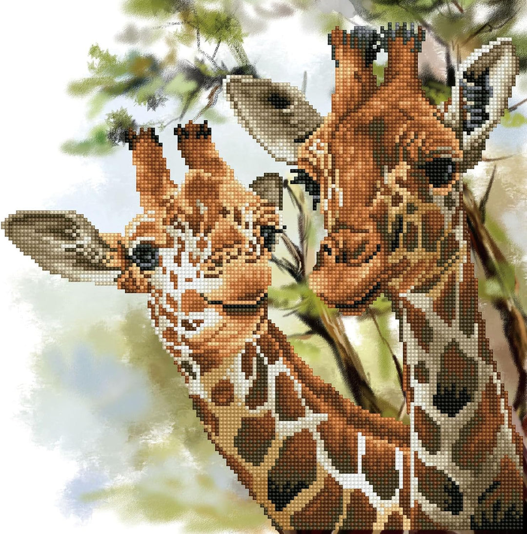 DIAMOND DOTZ DD8.017 - Original 5D Diamond Painting Set Giraffen Gross & Zart, Kreativset mit 9.549