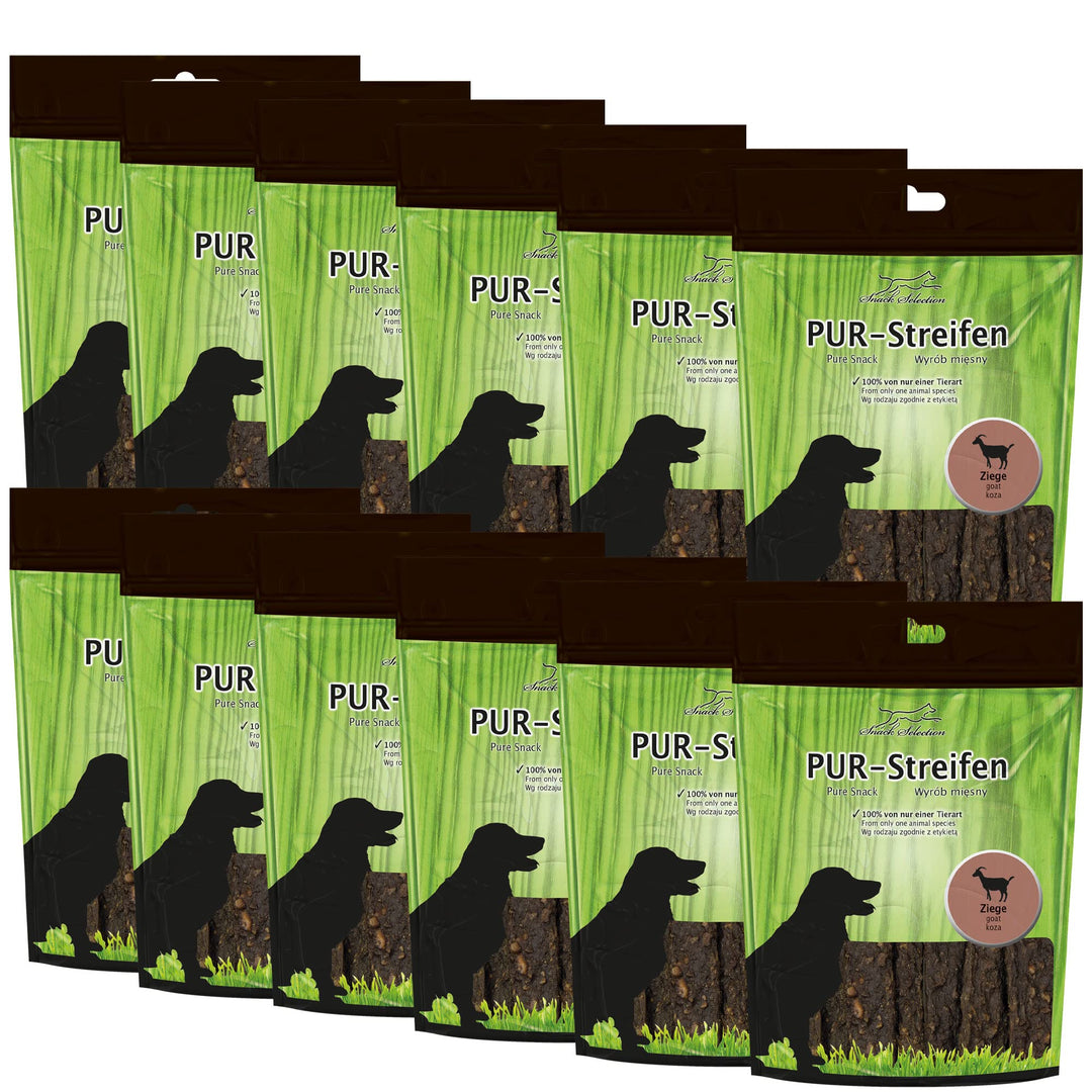 Schecker 12 x 100g PUR Kaustreifen Ziege - ohne irgendwelche Zusätze - schonend getrocknet - weich u
