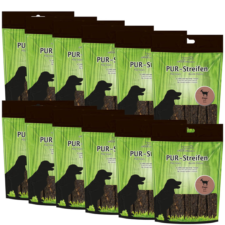 Schecker 12 x 100g PUR Kaustreifen Ziege - ohne irgendwelche Zusätze - schonend getrocknet - weich u