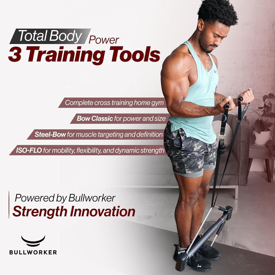 Bullworker Power Pack - Cross Training Portable Home Gym for Total Body Fitness (Bow Classic, Steel