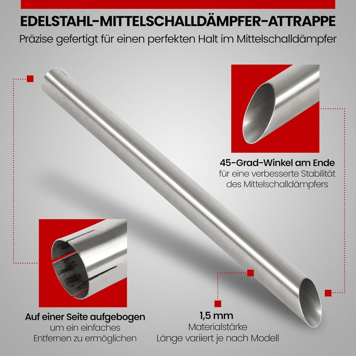 AGEX Mittelschalldämpfer MSD Attrappe für den Seat Leon Cupra 265/280/290/300 | Edelstahl gebürstet