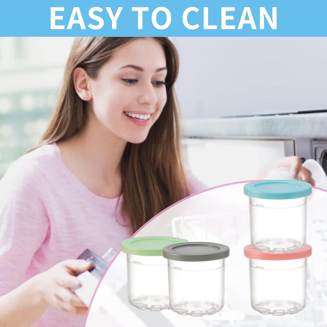 Eisbehälter für Speiseeis,4er-Set Ice Cream Pints Beche,mit Deckel,Creami Behälter für die Ninja Cre