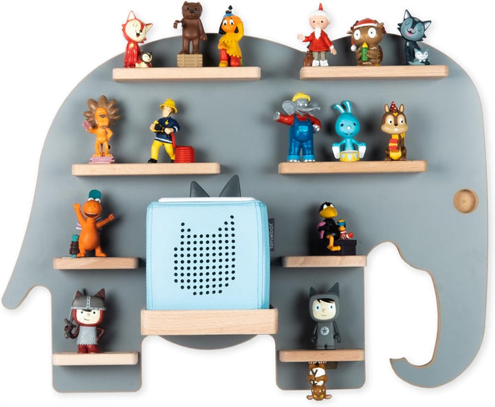 BOARTI das Original Kinder Regal Elefant in Grau - geeignet für die Toniebox und ca. 38 Tonies - zum