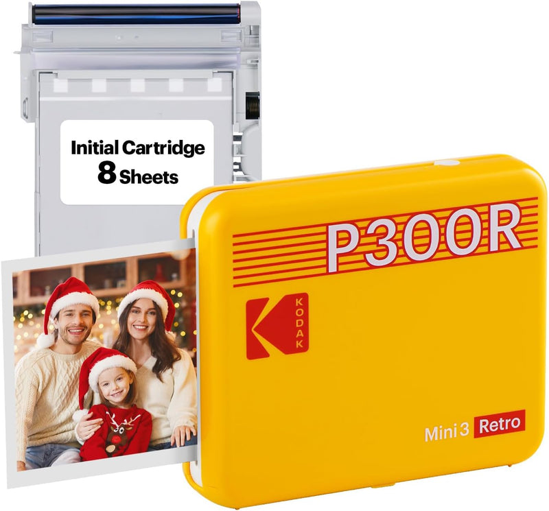 KODAK Mini 3 Retro 4PASS Mobiler Fotodrucker (7,6x7,6cm) - Gelb s gelb, s gelb