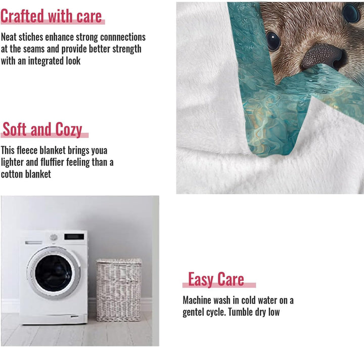 Kuscheldecke mit Hyperrealistischer Otter, Super weiches Fleece, Überwurfdecke für Bettwäsche Cotch