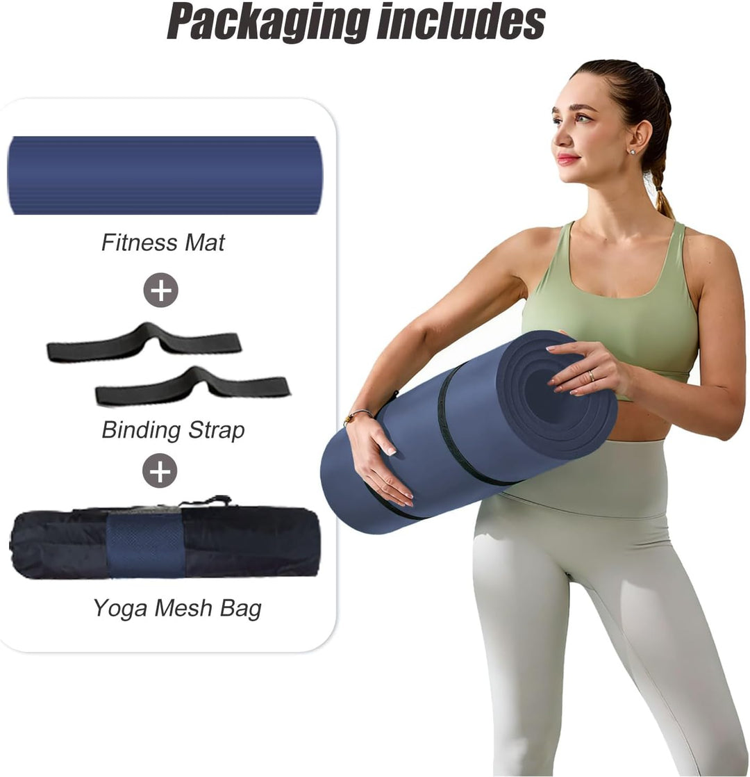 Gymnastikmatte 195x90cm Gross Yogamatte 10/15mm Dicke XL Fitnessmatte | Mit Tragegurt und Tasche, Ru