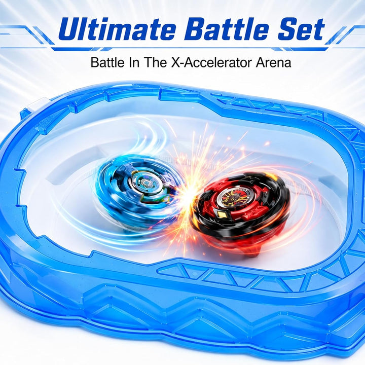 Bayblade x Arena, Kampfkreisel Set mit Arena, 6 Burst Kampfkreisel, 2 Starter &amp; Beschleunigungsschie