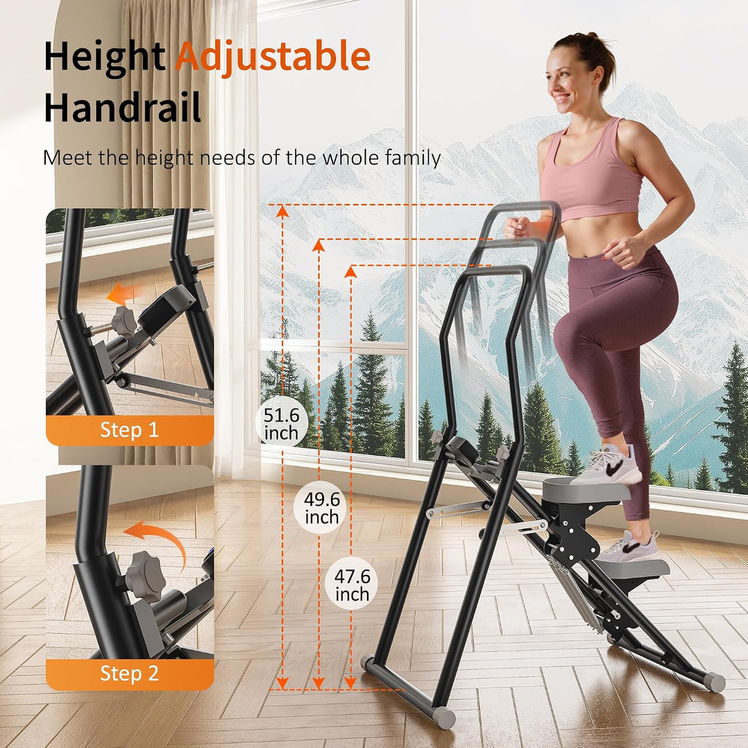 MOMODA Treppenstepper Klettertrainer mit Reistance für Zuhause Cardi Übung faltbar grau Weiss/opulen