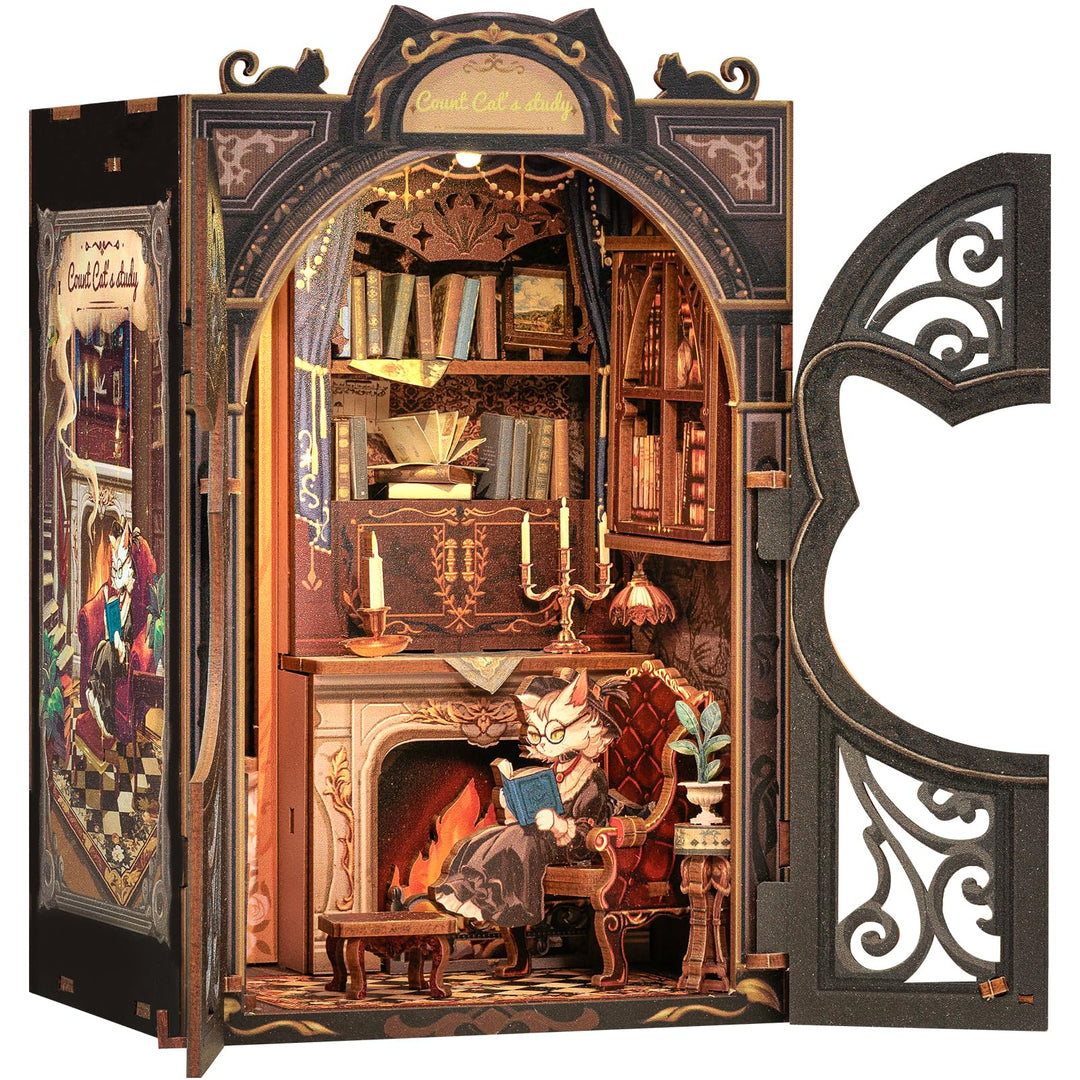 CUTEBEE Book Nook Kit - DIY Miniature House,Puppenhaus Miniatur Haus Selber Baue Bausatz mit Staubsc