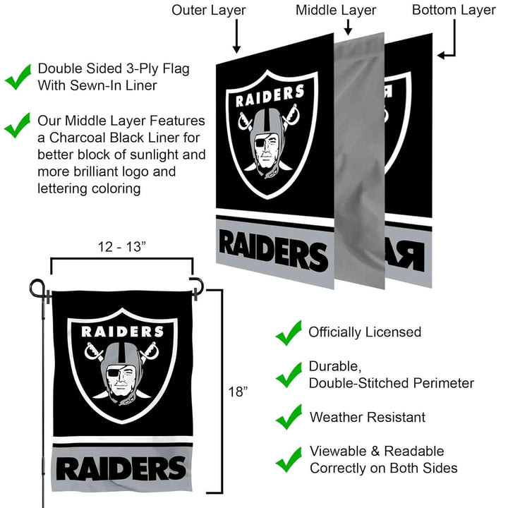 WinCraft Oakland Raiders Double Sided Garden Flag