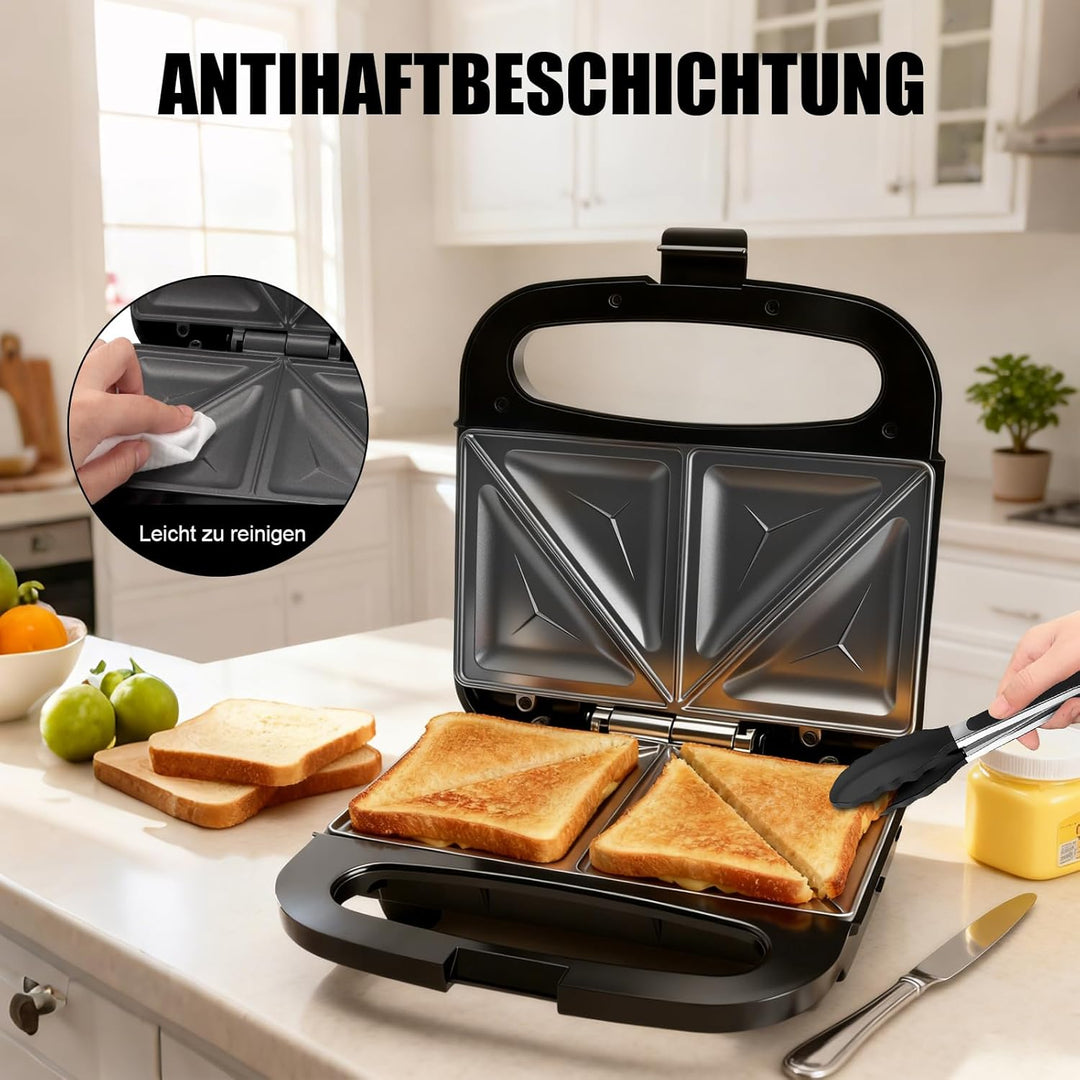 Sandwichmaker, 750W Sandwichtoaster, Antihaft-Beschichtung, Aufwärm-Anzeige, Cool Touch Gehäuse, Ide