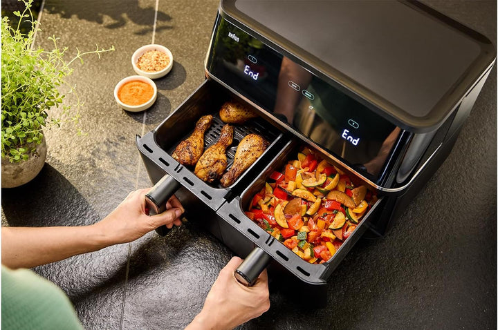 Braun TwinCook 5 TD5030IBK, Heissluftfritteuse mit 10L Fassungsvermögen, 80-200°, PFAS-freie Keramik
