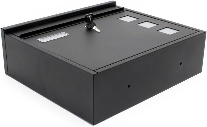 Wiltec Briefkasten V12 schwarz 360 x 115 x 315 mm, Wandbriefkasten mit Schloss, Sichtfenstern und Na