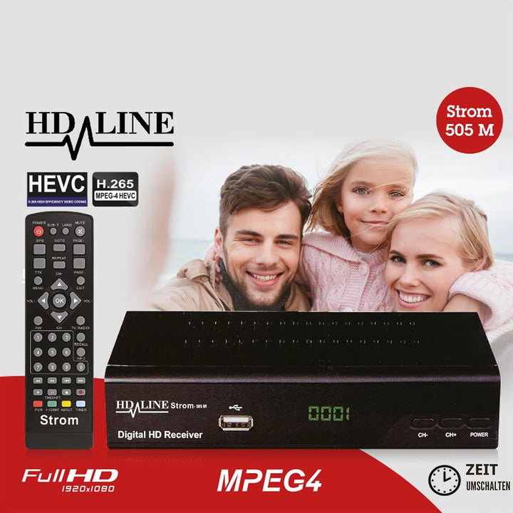 Strom 505 Receiver DVB-T2 / DVB-T - / Receiver Für Digitales H.265 - H.264 / MPEG2 - MPEG4 / 1080i -