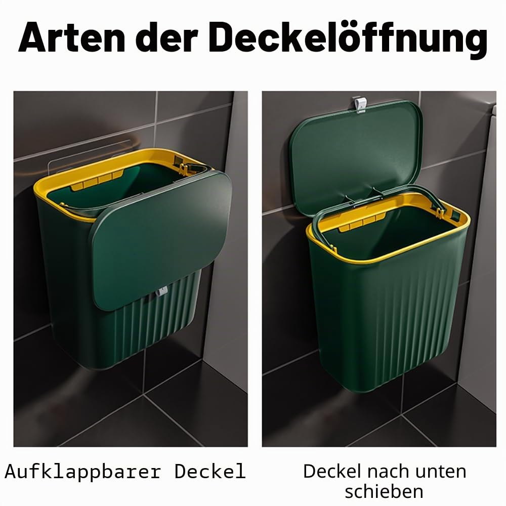 9L Mülleimer Hängend mit Deckel,Camping Mülleimer,Wandmontage Biomülleimer Küche,Kunststoff Geruchsd