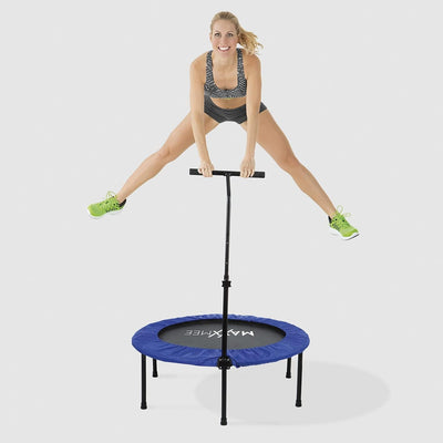 MAXXMEE Fitness Trampolin | Höhenverstellbarer Haltestange | Schnell und Leicht auf- und abbaubar -