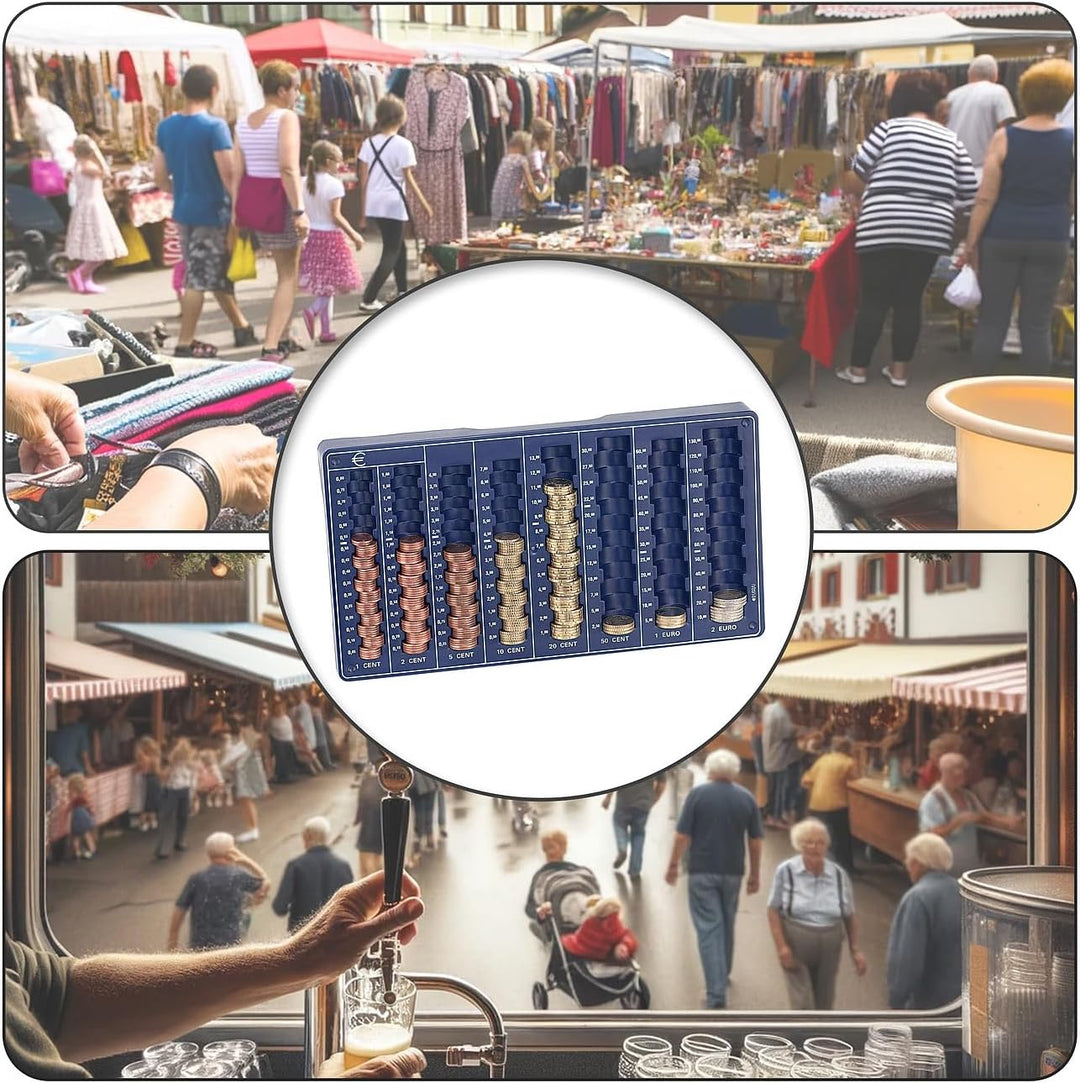 PEARL Münzsortierer Spardose: 8er-Set Euro-Münzbretter für alle Euro- und Cent-Münzen (Münzsortierer