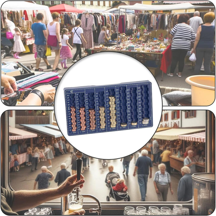 PEARL Münzsortierer Spardose: 8er-Set Euro-Münzbretter für alle Euro- und Cent-Münzen (Münzsortierer