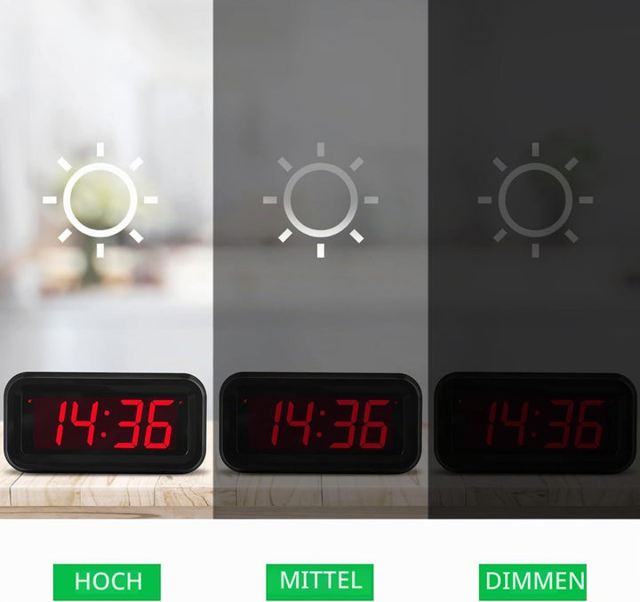 KWANWA Schreibtisch/Nachttisch/Wand Digital LED Alarm Uhr mit Big 3 cm LED Time Display, AA Batterie