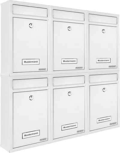 MONZANA® Briefkasten Weiss inkl. 2 Schlüssel Namensschild abschliessbar Mailbox Briefkastenanlage Po