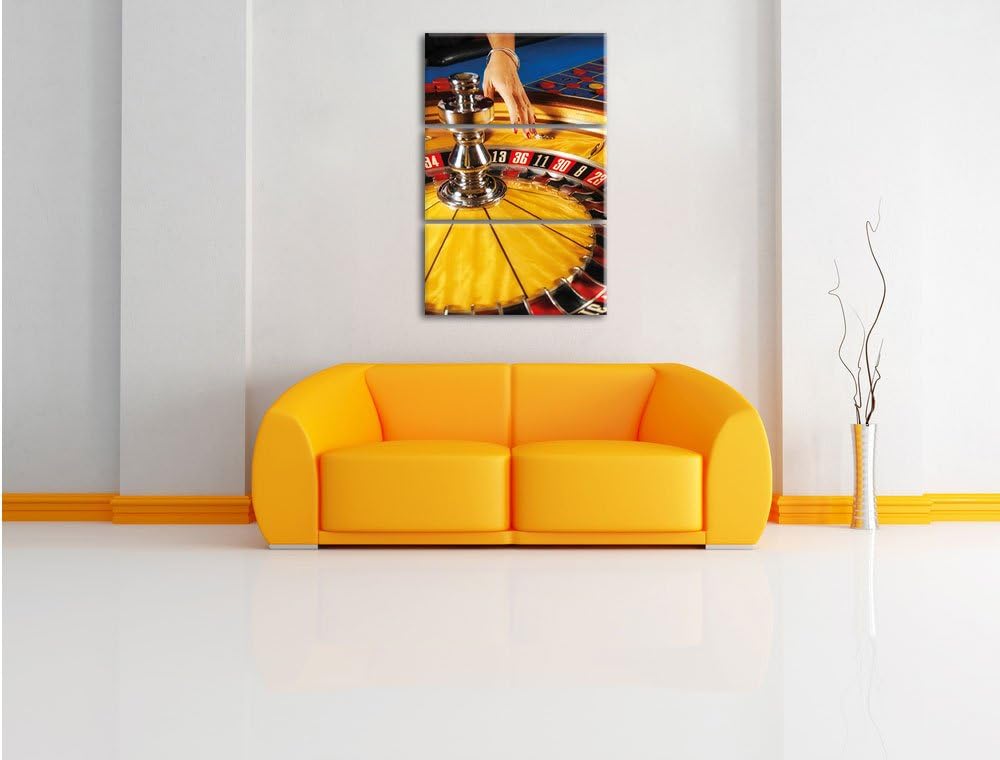 Pixxprint Roulette Tisch in Las Vegas 3-Teiler Leinwandbild 120x80 Bild auf Leinwand