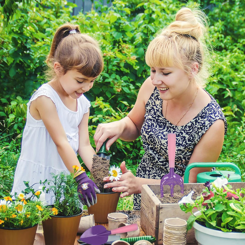 DKINY 5tlg Gartengeräte für Kinder Einhorn Gartenset mit Gartenschürze Handschuhe Gartenschaufel Han