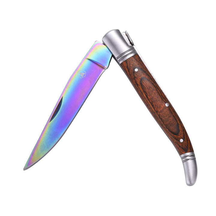 LAGUIOLE - Titan-Faltmesser mit braunem Pakka-Holzgriff - Titan, Pakka-Holz - Faltmesser für den täg