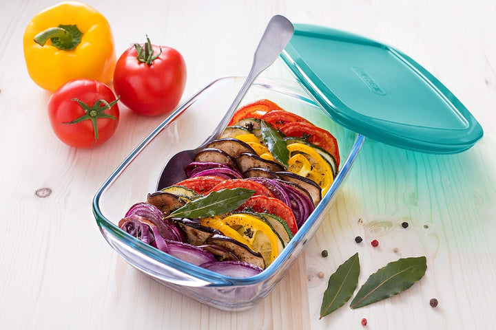 Pyrex® - Cook & Store - 3er Set rechteckige Glasschalen mit Deckel (0,4l, 1,1l und 2,5l) - BPA-frei