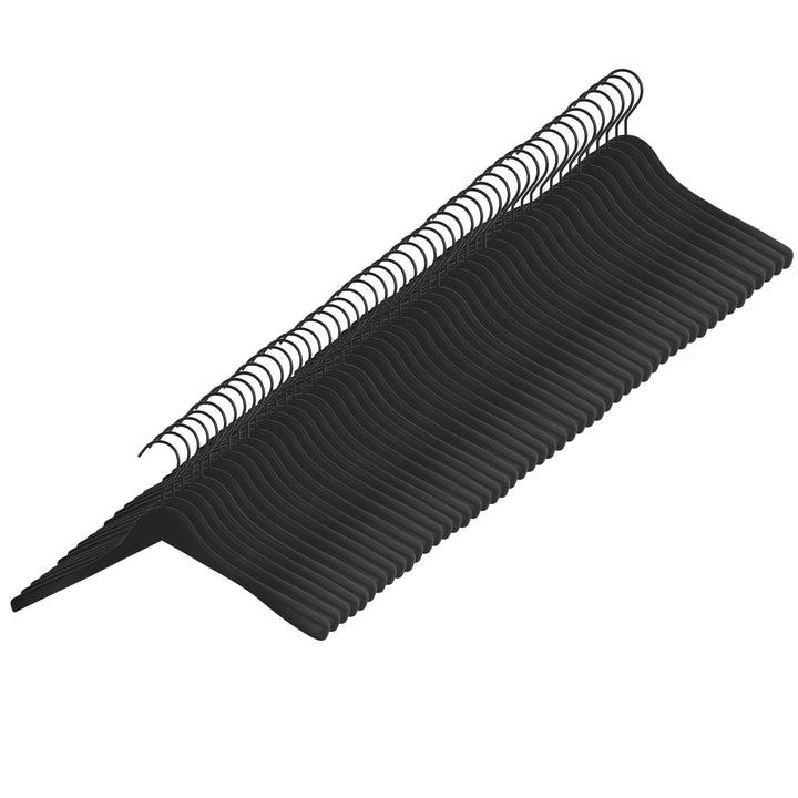 GERSO Kleiderbügel Premium 45 cm – 50er Pack – Massivholz schwarz gummiert – Formbügel mit drehbarem