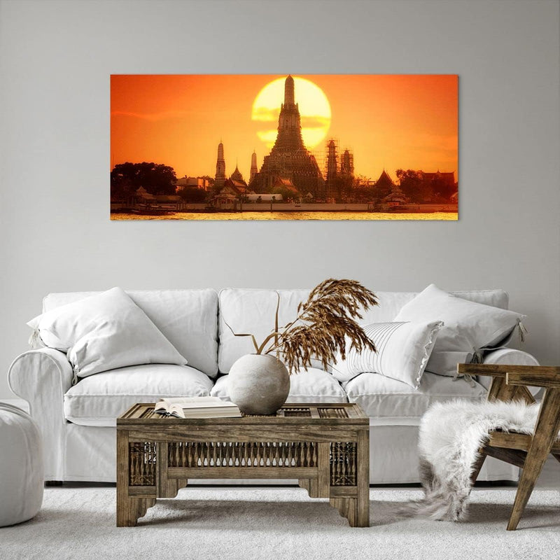 Wandbilder Dekoration Wohnzimmer Tempel Asien Panorama Bilder auf Leinwand 120x50cm Leinwandbild mit