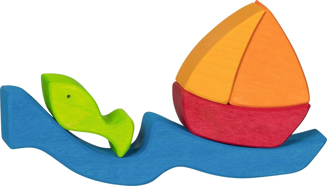 goki 58362 - Bausteine Ozean aus hochwertigem Ahornholz Evolution - Bunte Farben auf Wasserbasis - f