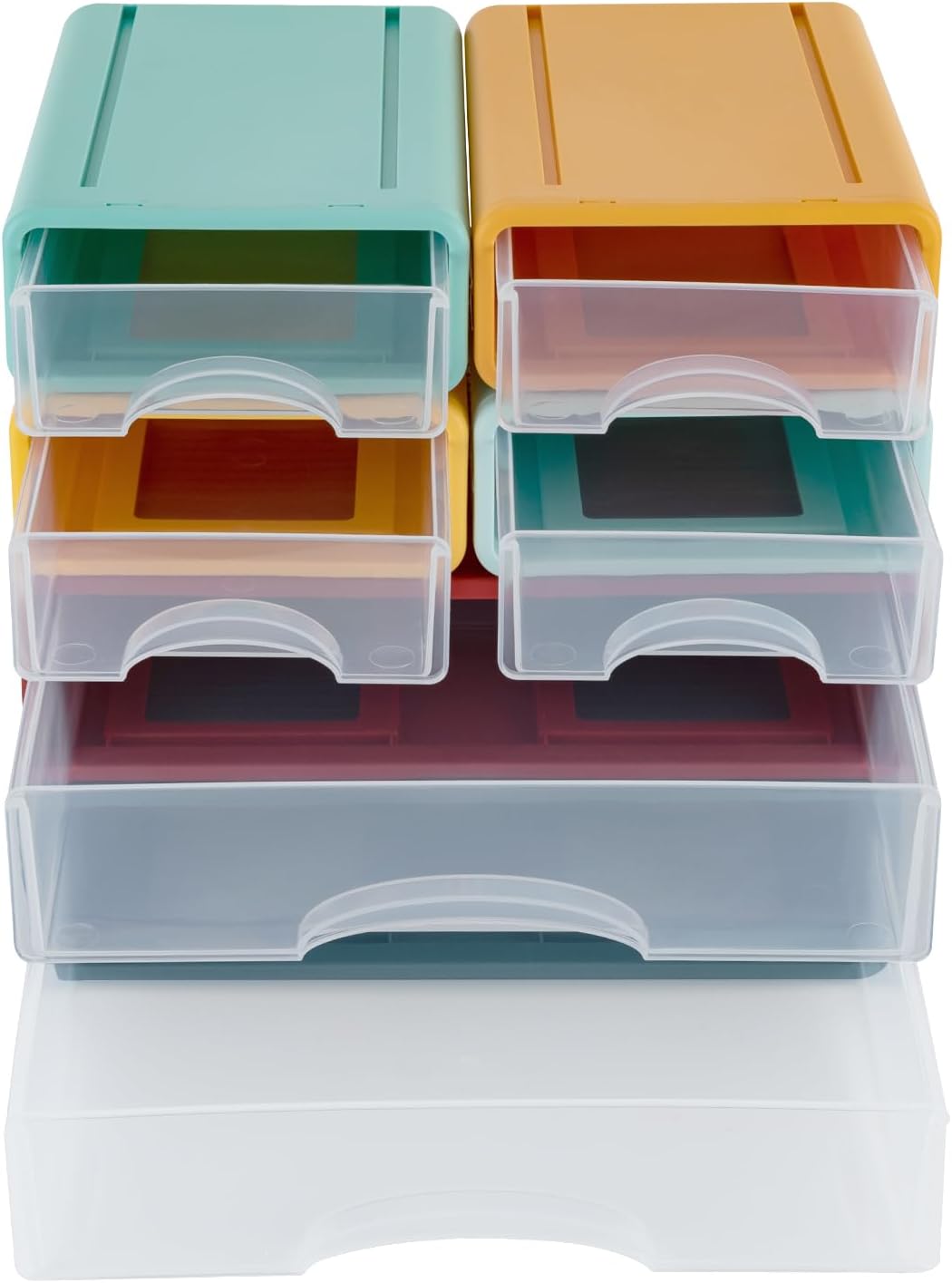 Schreibtisch Organizer 6 Fächer Geschlossenen Schubladen Stapelbar Plastik Büro Schubladenbox mit Gr