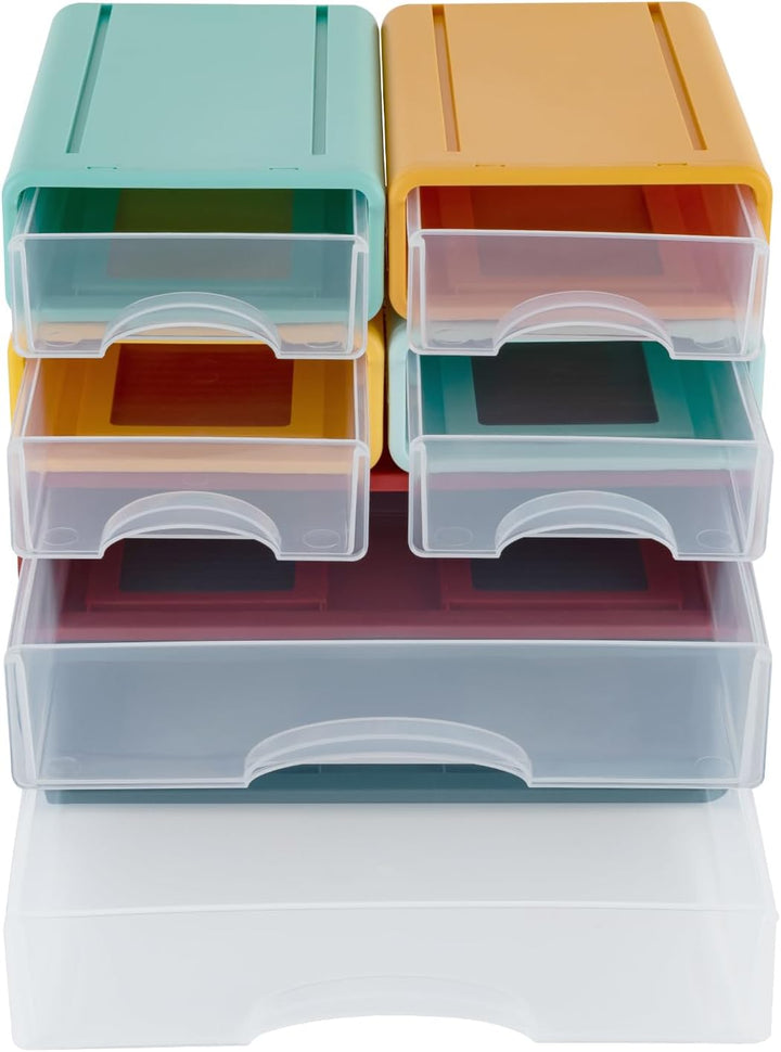 Schreibtisch Organizer 6 Fächer Geschlossenen Schubladen Stapelbar Plastik Büro Schubladenbox mit Gr