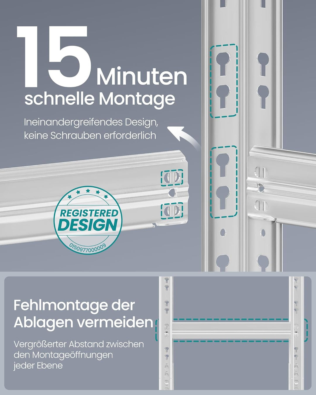SONGMICS Schwerlastregal, 2er Set, Kellerregal, 30 x 75 x 150 cm, bis 875 kg belastbar, einfache Mon