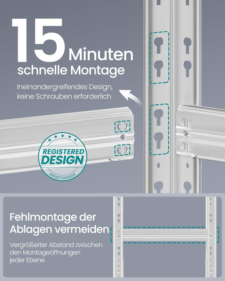 SONGMICS Schwerlastregal, 2er Set, Kellerregal, 30 x 75 x 150 cm, bis 875 kg belastbar, einfache Mon