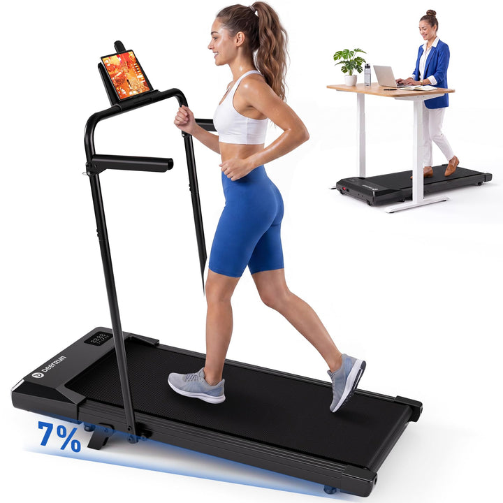 DeerRun Walking Pad mit 6% Steigung, Unter-Schreibtisch-Laufband für Home Office und Zuhause, Kompak
