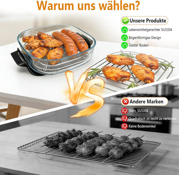 2er-Pack Ersatz Airfryer Grillrost Edelstahl, Kompatibel mit Ninja Crispi Pro Air Fryer FN101, für N