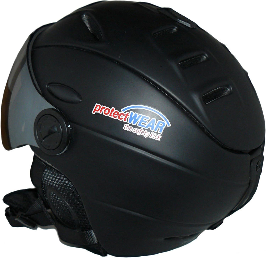 protectWEAR Skihelm MS95 schwarz matt mit Zwei Visieren klappbar, L