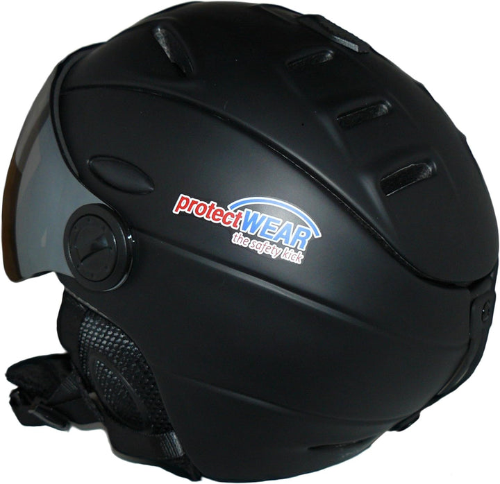 protectWEAR Skihelm MS95 schwarz matt mit Zwei Visieren klappbar, S