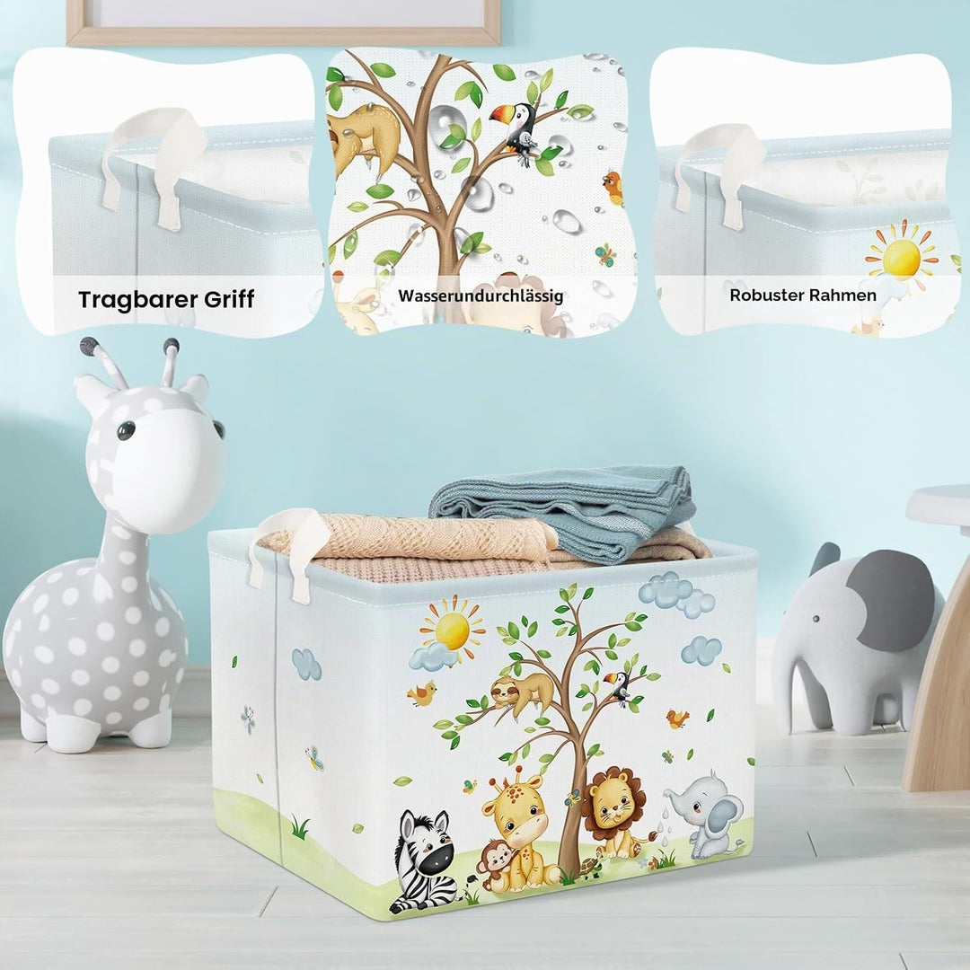 Clastyle 36L Gross Dschungel Tier Aufbewahrungskorb Kinder Weiss Spielzeug Kleidung Aufbewahrungsbox