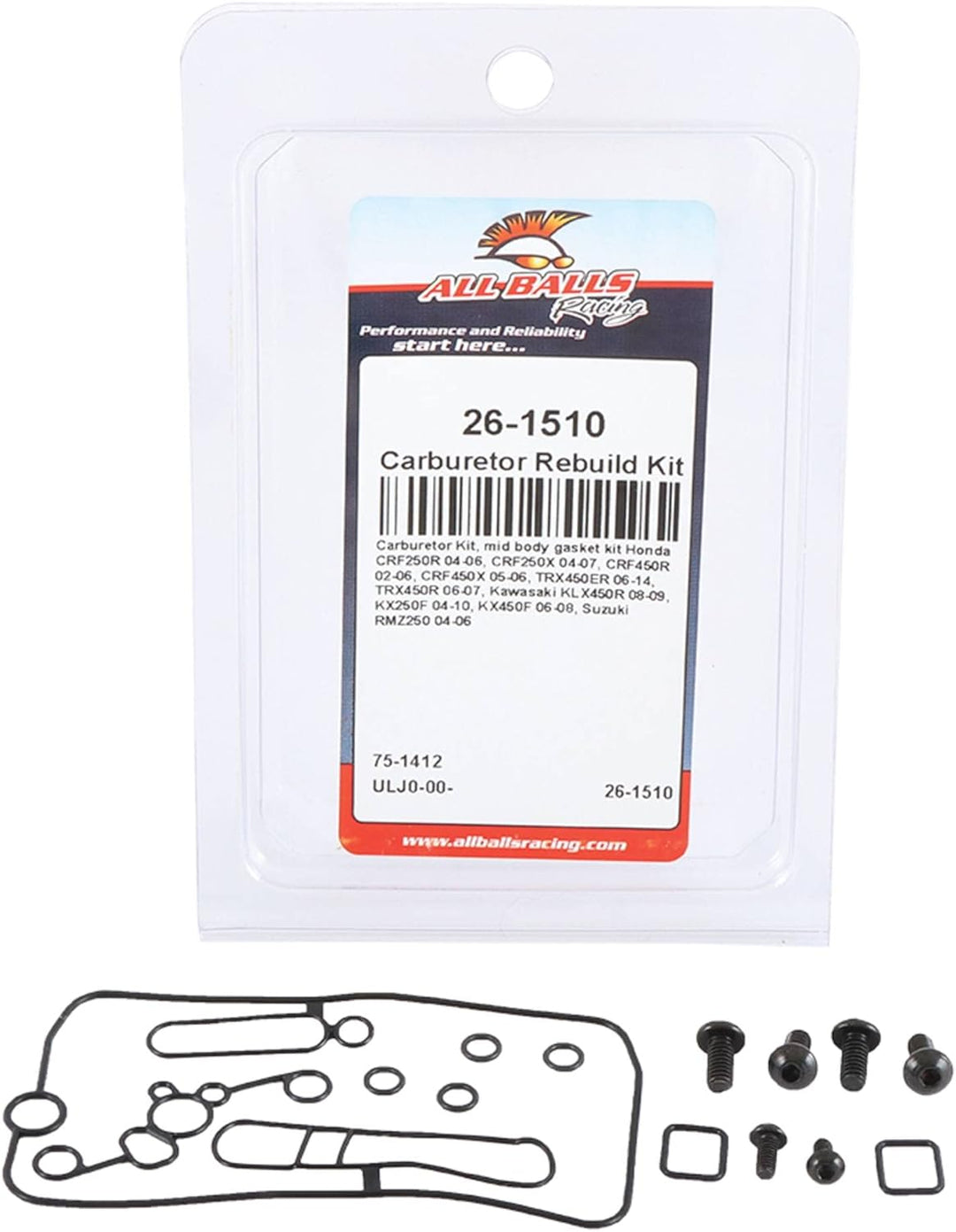 All Balls Racing Vergaser-Set, Mittelkörperdichtungssatz 26–1510, kompatibel mit/Ersatz für Honda CR