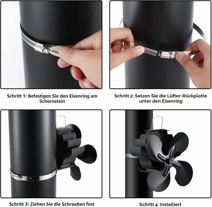 Kaminventilator Stromloser, Kaminventilator Lüfter Wärmebetriebener Ofenventilator,Kaminlüfter für k