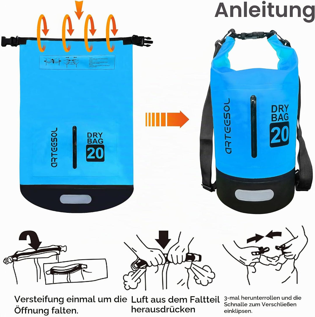 Blackace arteesol Dry Bag wasserdichte Tasche 5L/10L/20L/30L Wasserfester Beutel Packsack mit Langen