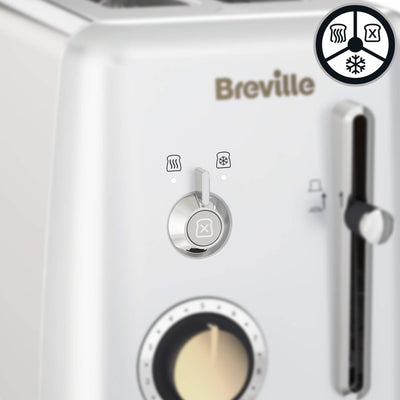 Breville Toaster für 2 Scheiben mit Brötchenaufsatz | Mostra-Kollektion | Mondscheinsilber mit Golda