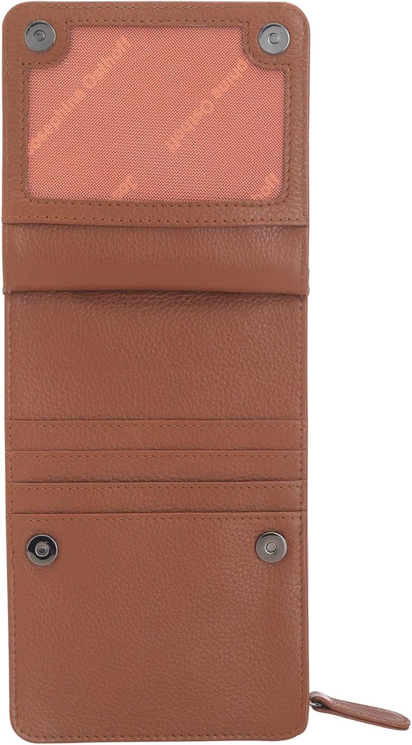 Josephine Osthoff Handy Umhängetasche mit Vortasche für Kopfhörer, handgemacht aus 100% Echtleder, C