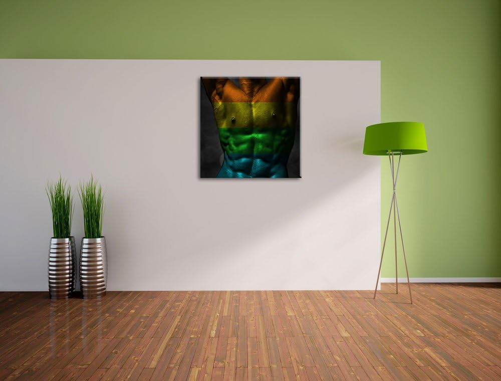 Pixxprint Sixpack Body Mann als Leinwandbild Quadratisch/Grösse: 70x70 / Wandbild/Kunstdruck/fertig