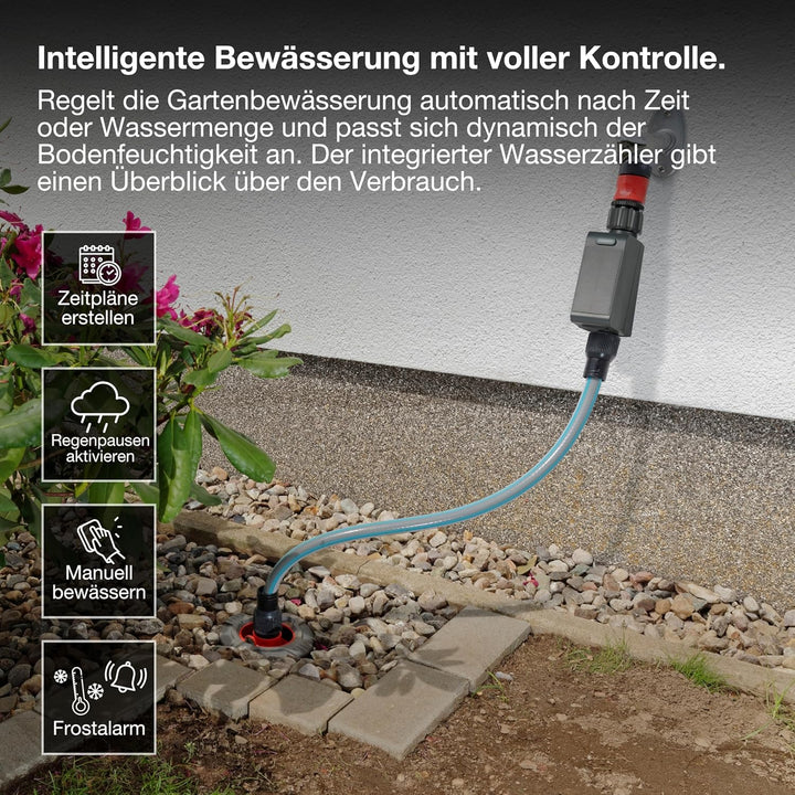 OSRAM SMART+ WiFi Bewässerungssteuerung IP55, Solar & USB-C, Wasserzähler, App-Steuerung, Alexa komp