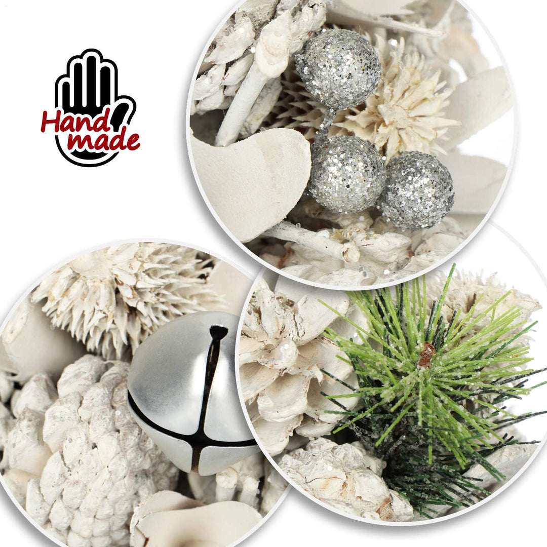com-four® Deko-Weihnachtsbaum - dekorativer Kleiner Schmuckbaum - tolle Tischdeko in Weiss mit Glitz